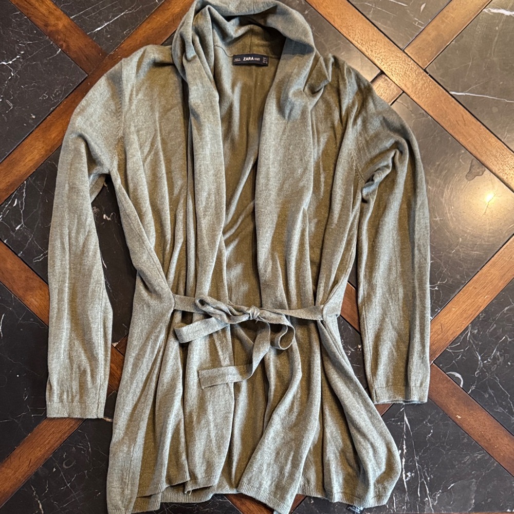 Zara Olive Belted Women's Cardigan